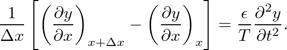 $\displaystyle \frac{T_{2} \sin \theta_{2}}{T_{2} \cos \theta_{2}} - \frac{T_{1}...
... \theta_{1} = \frac{\epsilon \Delta x}{T} \frac{\partial^{2}y}{\partial t^{2}}
$