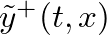 $\tilde{y}^{+}(t,x)$
