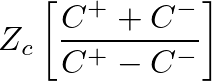 $\displaystyle Z_{c}\left[\frac{Z_{L} \cos (kL) + j Z_{c} \sin(kL)}{jZ_{L} \sin(kL) + Z_{c} \cos(kL)}\right].$