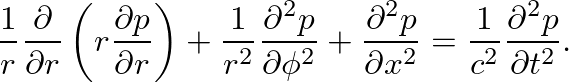 $\displaystyle P_{mn}(r, \phi, x) = \Phi(\phi)R(r)X(x) = P_{0}\cos(m\phi)J_{m}\left(\frac{\alpha_{mn}r}{a}\right)e^{-j k_{mn}x},
$