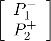 $\displaystyle \left[\begin{array}{c} P_{1}^{-} \\  P_{2}^{+} \end{array}\right]$