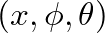 $(x, \phi, \theta)$