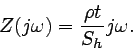 \begin{displaymath}
Z(j\omega) = \frac{\rho t}{S_{h}} j \omega.
\end{displaymath}